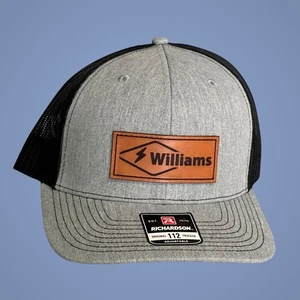 Williams - Richardson 112 Leather Patch Trucker Hat - Gray Black New Electric - Picture 1 of 4