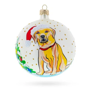 Gelber Labrador Retriever in Glaskugel Weihnachtsschmuck 4 cm - Bild 1 von 4