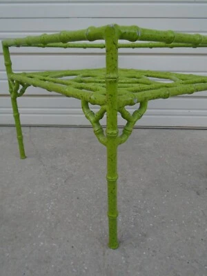 Asian Fretwork Faux Bamboo Table coffee side Chinese Chippendale Regency Metal - Image 1 of 4
