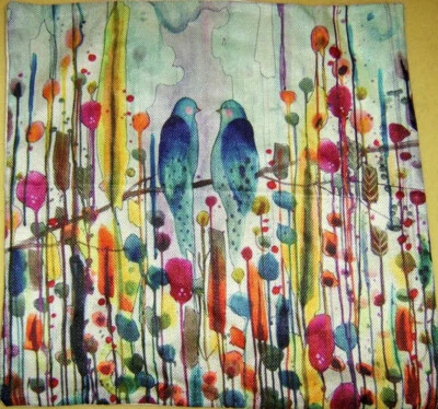 Funda de Almohada Sylvie Demers We 2 Pájaros Flores Multicolor Abstracto Arte Boho 17" Foto 1 de 3