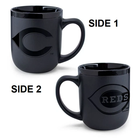 Cincinnati Reds 17oz Matte Black Coffee Mug [NEW] MLB Tea Cup Hot Tumbler Cover