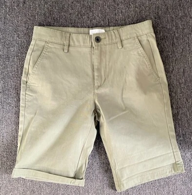 Pantalones Cortos Topman Para Hombres 30 Chino Oliva Parte Inferior Plana Frente Senderismo Aire Libre Informales Pantalones Foto 1 de 4