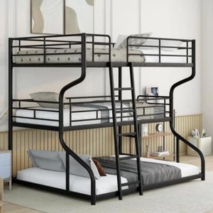 Harper/Bright Designs Bunk Beds 82.6"Lx62.4"Wx74"H Queen Metal Triple Black - Picture 1 of 9