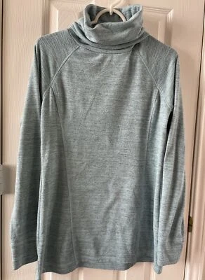 Top manga larga CASCADE SPORT para mujer brezo polvo azul capucha cuello medio suave Foto 1 de 4