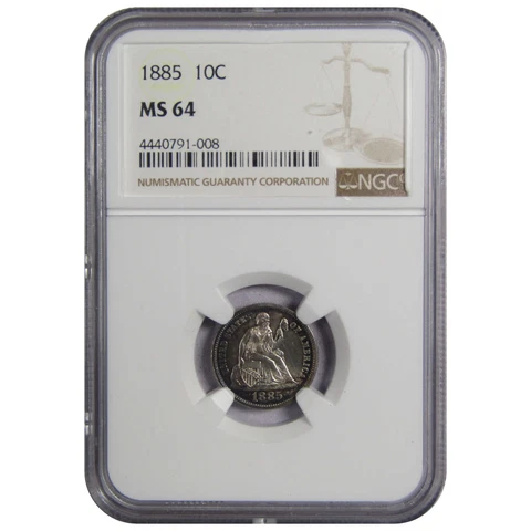 1885 Seated Liberty Dime MS 64 NGC Silver 10c Uncirculated SKU:IPC6928 Cover
