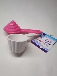 Cupcake Batter Spoon, Baked with Love, Mini & Regular Size, Pink & White - Picture 1 of 3