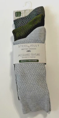 Calcetines de vestir premium de mezcla de bambú con textura jacquard de acero y gelatina 3 Pr zapato 7-12 Foto 1 de 4