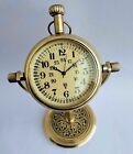 "Vintage Brass Nautical Desk Clock - Shiny Finish - Battery Operated - Home Deco