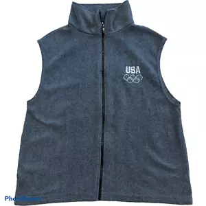 Gilet in Pile Grigio Comitato Olimpico USA - Leggero - Full Zip - Donna Medium - Foto 1 di 7