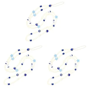 Set of 3 Straps Hanging Beads Chain Lanyard Theft - Zdjęcie 1 z 12