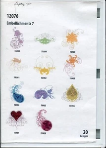 Embroidery Take Out - Embellishments 7 - Pack # 12076 - Design CD - 20 Designs - Imagen 1 de 3