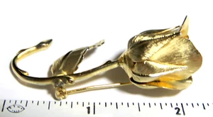 Broche Pin Rosa Navidad Tono Dorado Vintage Firmado Giovanni *En Caja de Regalo** - Imagen 1 de 7