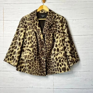 Talbots Blazer Womens Size 14WP Leopard Cheetah Velvet Soft Coat Jacket - Picture 1 of 17