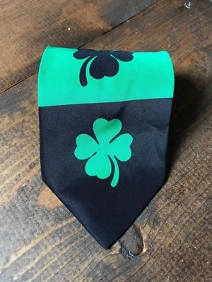 E. Graziano Men's Necktie-Tie-Fashion Accessory-Green Black-St. Patrick's Day - Image 1 of 4