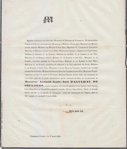 1858 Faire-part décès Armand d'AGULHAC de SOULAGES - Langogne (Lozère). - Imagen 1 de 1