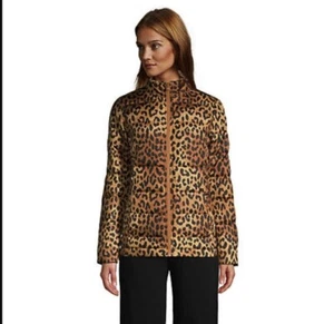 New Lands End CHAQUETA ABATIBLE 6/8 PeTiTe LEOPARDO Puffer PEQUEÑA Mujer 600 Relleno - Imagen 1 de 9