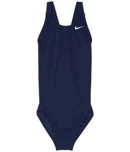 Nike L36302 Kids Navy Solid Fast Back One-Piece Swimsuit Size Medium - Picture 1 of 1