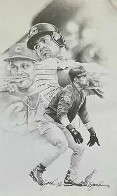 "Obra de arte Sammy Sosa impresión en blanco y negro 1998 - nunca enmarcada 12-3/4"" X 20"" en muy buena condición" Foto 1 de 2
