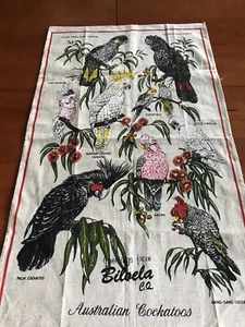 Linen/Cotton Australian Cockatoos Tea Towel - Picture 1 of 22