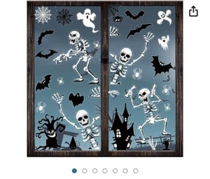 Halloween Window Clings,8 Sheet Skeleton Window Decals - Picture 1 of 8