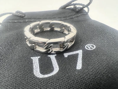 U7 Hip Hop Men Boy Women Cuban Link Chain Band Titanium Stainless Steel Ring 12 - Image 1 of 3