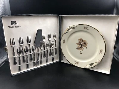 Servizio set posate piatto dolce dessert torta La SAN MARCO Venezia argentato - Immagine 1 di 4