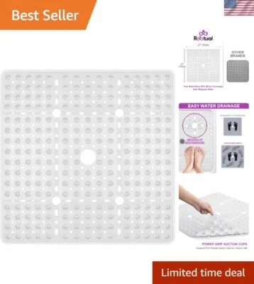 Мягкий коврик для душа из ПВХ 27x27 — машинная стирка и нескользящий с мощным всасыванием - Изображение 1 из 4