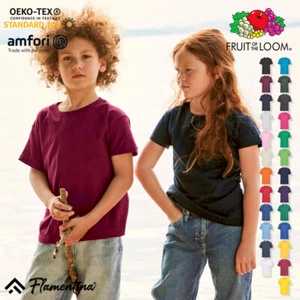 Kids Plain T-Shirt Fruit Of The Loom Boys Girls Valueweight Cotton Top Tee 1-15 - Picture 1 of 37