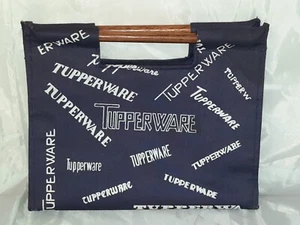 Vintage 1980s Tupperware Blue Promo Hostess Bag With Wooden Handles VERY RARE!! - Picture 1 of 7