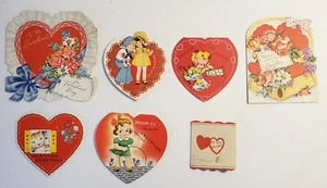 7 Vintage Valentines Die Cut Cards that Open - Picture 1 of 4