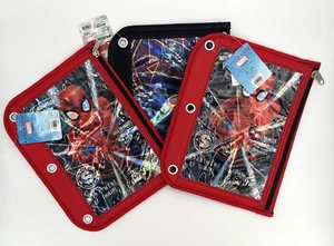 Spider Man Wakanda Forever 3 Ring Binder Pencil Case Holder Zip Closure Lot Of 3 - Picture 1 of 10