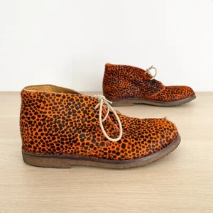 Chiara Ferragni Vera Pelle Ankle Boots Womens EU 36 Orange Black Animal Print - Picture 1 of 10