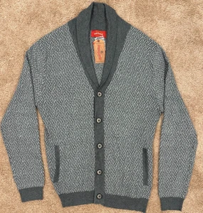 Strickjacke mit Schalkragen Knopf meliert grau Fischgrätmuster Damen groß rot camel neu mit Etikett - Bild 1 von 7