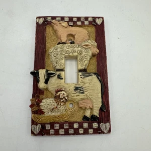 Retro Farm Animal Light Switch Cover 3D Pig Sheep Cow Chicken Single Farmhouse - Picture 1 of 2