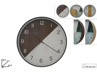 Orologio Da Parete Rotondo Moderno 30cm  Design Grafico Bicolore Cucina Studio - Immagine 1 di 4