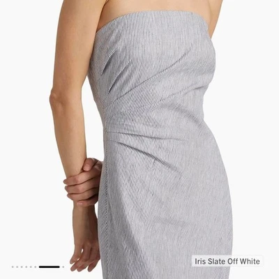 New Vince Striped Cotton-Linen Strapless Midi-Dress - image 1 of 4