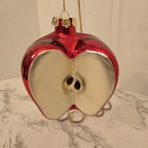Vintage Dept. 56 Mercury Glass Apple Christmas Ornament, Handpainted - Picture 1 of 18