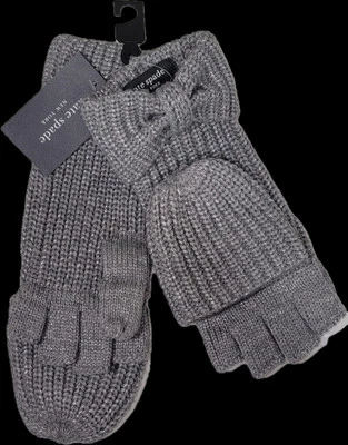 KATE SPADE METALIZADO ARCO POP TOP GUANTES CONVERTIBLES GUANTES SIN DEDOS GRIS NUEVO CON ETIQUETAS Foto 1 de 4