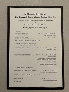 1968 MLK Jr. Memorial Program Pittsburgh Church Martin Luther King Funeral Doc - Foto 1 di 2