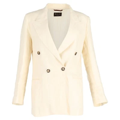 Loro Piana Giacca-42 Nd Two-Breasted Blazer in Yellow Linen - Image 1 of 3