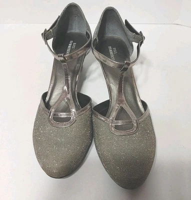 Туфли металлические Ros Hommerson Heidi 9,5 M с Т-образным ремешком серебристые и золотистые - Изображение 1 из 4