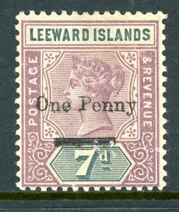 Leeward Islands 1890 British QV 1p/6d Lilac & Slate Sc #19 Mint R905 ⭐⭐⭐⭐⭐ - Picture 1 of 6