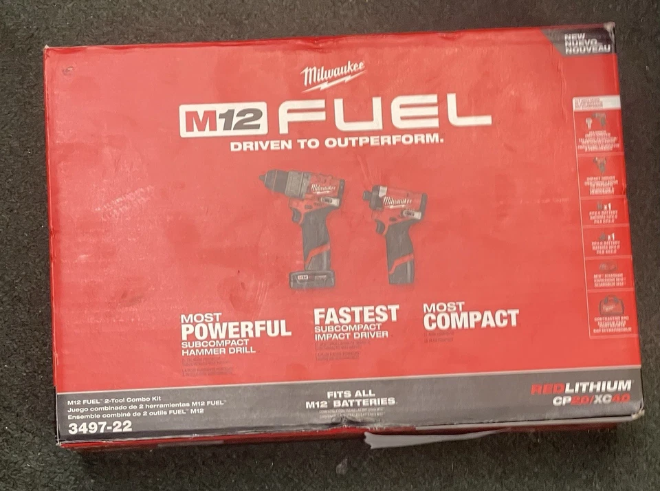 NEW Milwaukee 3497-22 M12 FUEL 12V Li-Ion Brushless Cordless Hammer Drill Impact - Image 1 of 1