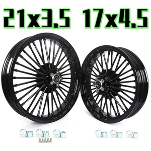Fat Spoke Wheels Rims Set 21X3.5 17X4.5 For Harley Softail Heritage Deluxe FLSTC - Bild 1 von 12