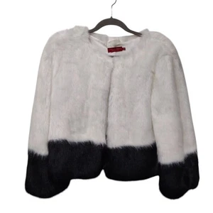 n: Philanthropy Faux Fur Statement Jacket MEDIUM White Black Party Dressy Prom - Picture 1 of 17
