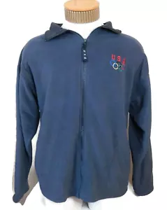 USA Olympics Insignia Fleece Full Zip Blue Jacket Men's Size L EUC - Picture 1 of 11