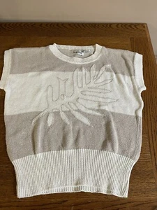Vtg That’s Me Beige Striped Sweater Vest Size L - Picture 1 of 5