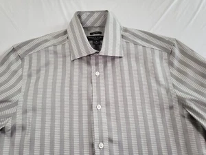 Pronto Uomo Shirt Mens Small Button Up Shimmer Non Iron Long Sleeve Flip Cuff - Picture 1 of 15