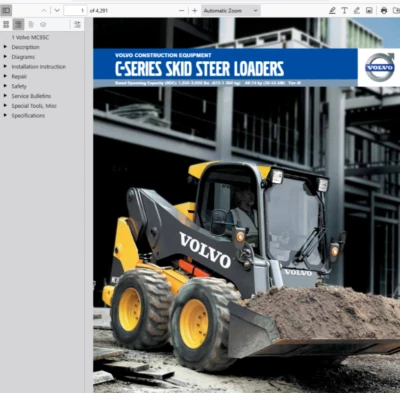 Minicargadora Volvo MC95C manual de reparación de servicio construcción PDF USB Foto 1 de 2