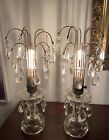 Vintage Regency Table Lamps With Large Crystal Prisms & Spears